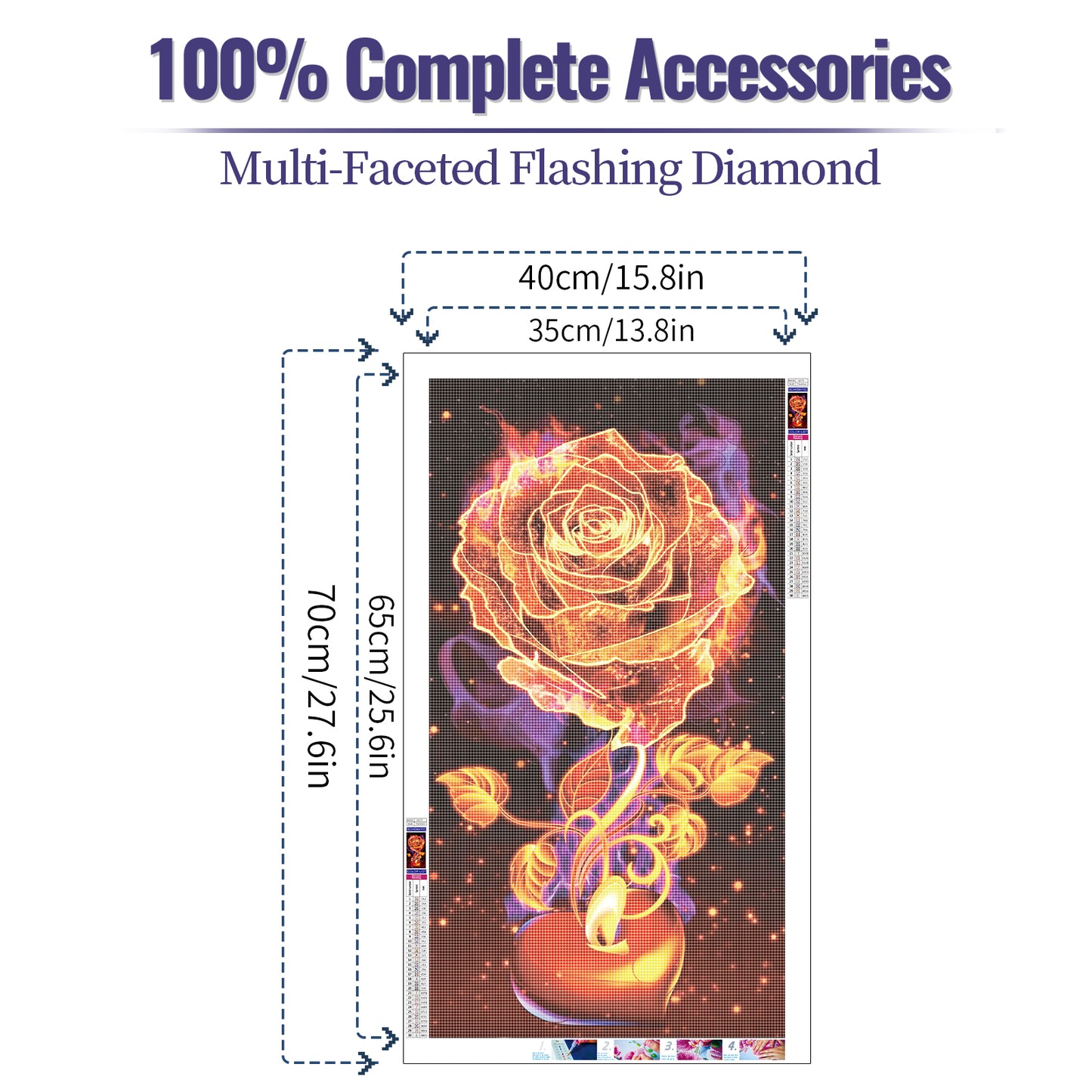 Red rose - Full Round Diamond Painting - 40x70cm