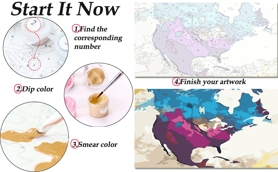 World Map - Painting with Numbers - 90x40cm