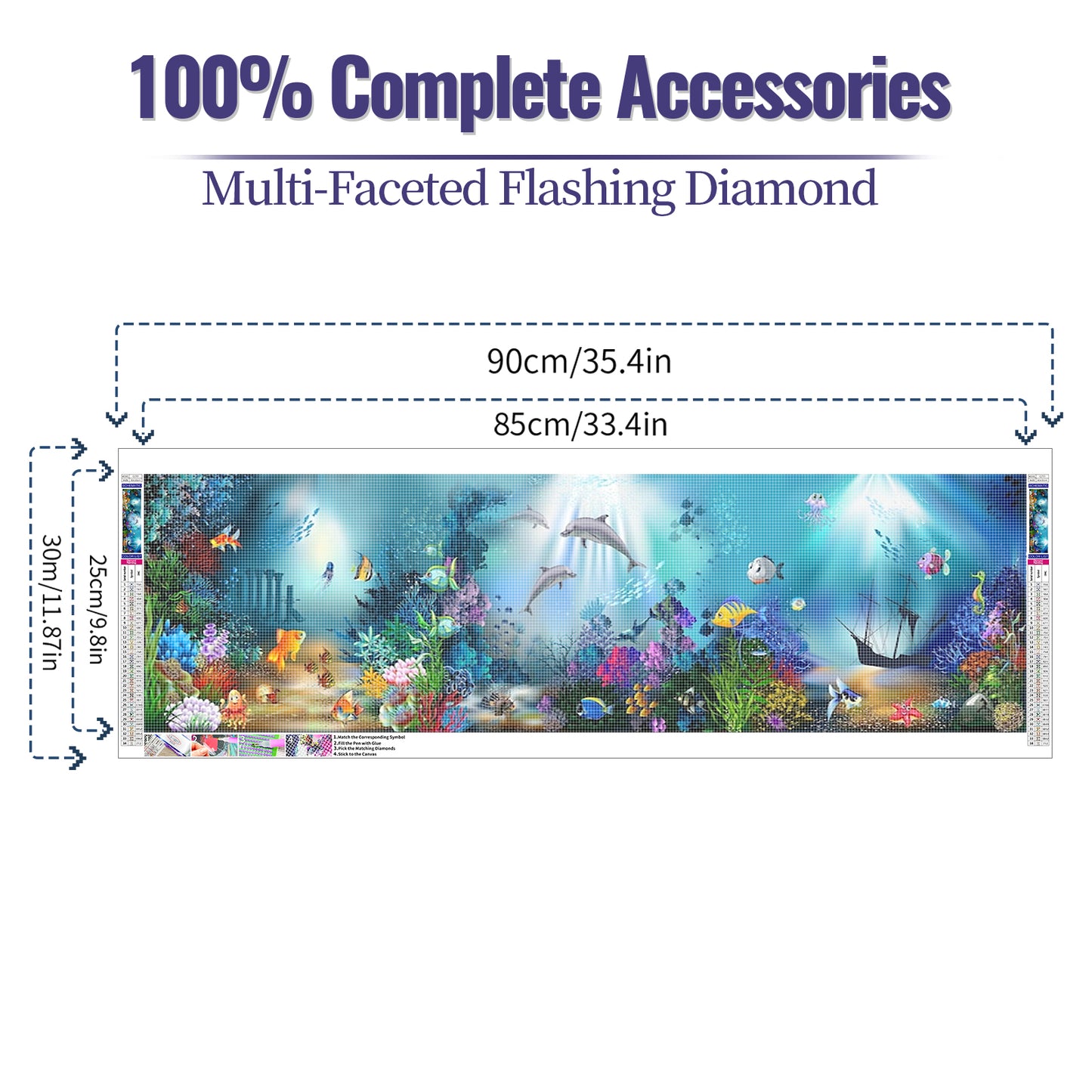 Underwater world- Full Round Diamond Painting - 90x30cm