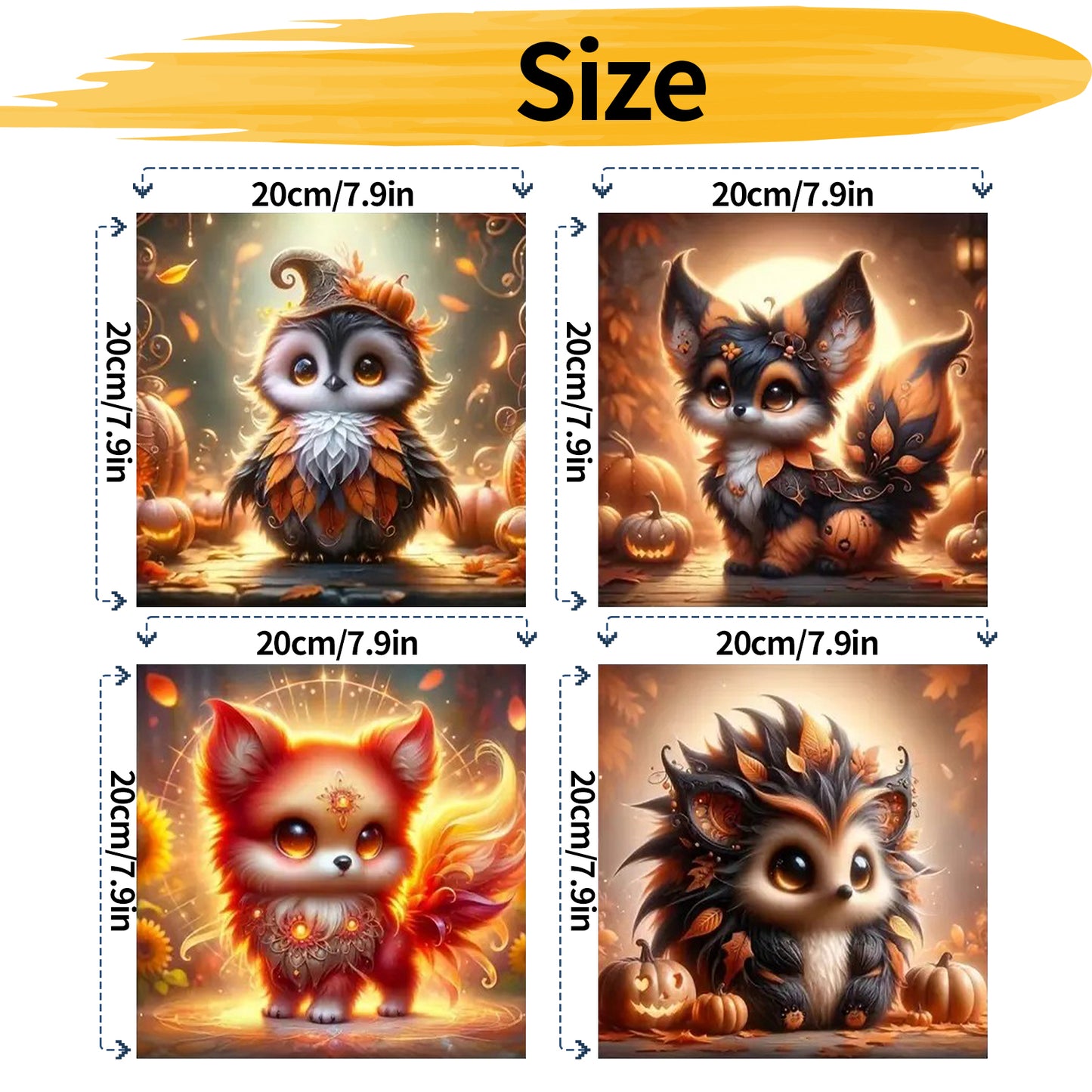 Animal- Painting by Numbers -20x20cm-4pcs/set