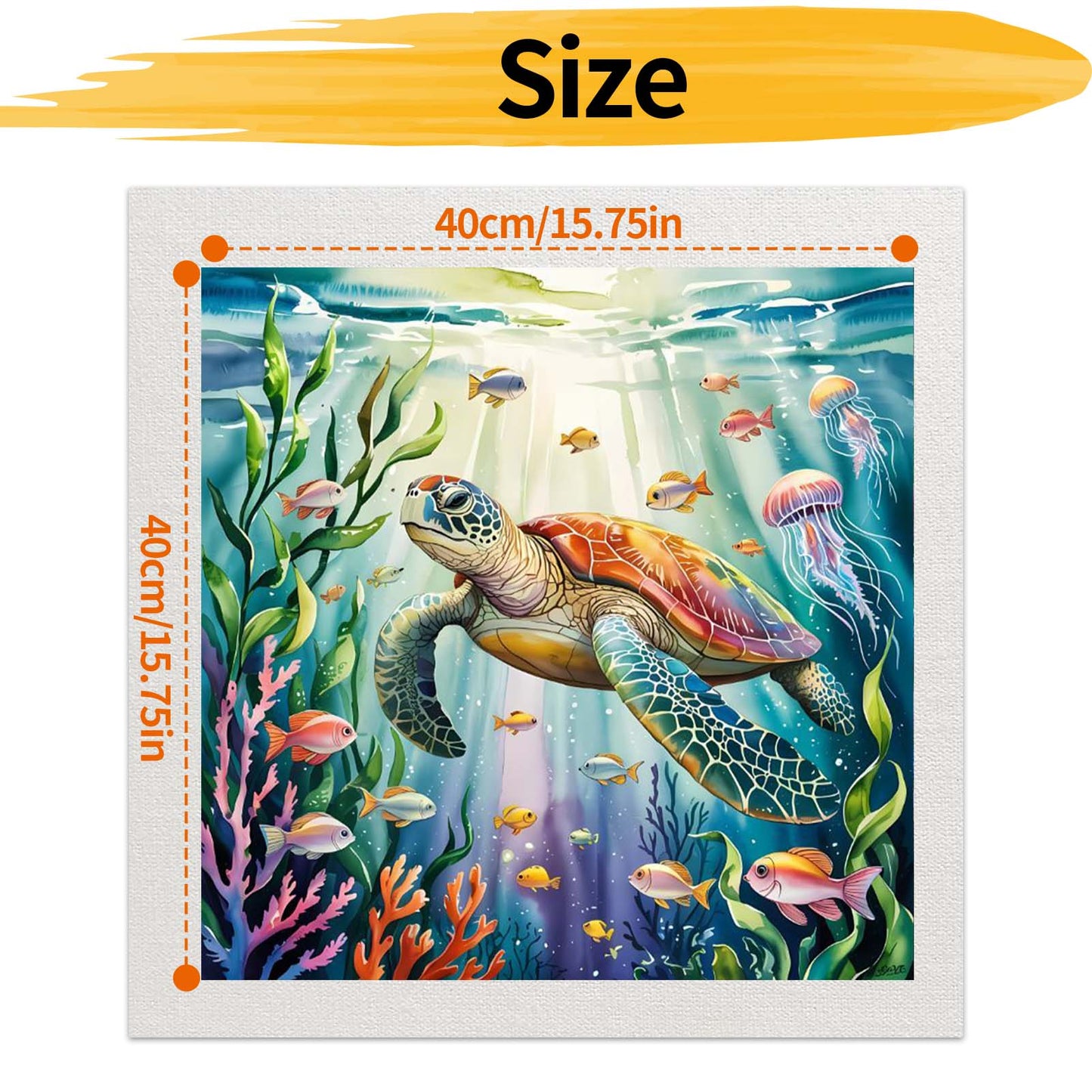 Sea turtle - Painting by Numbers -40x40cm