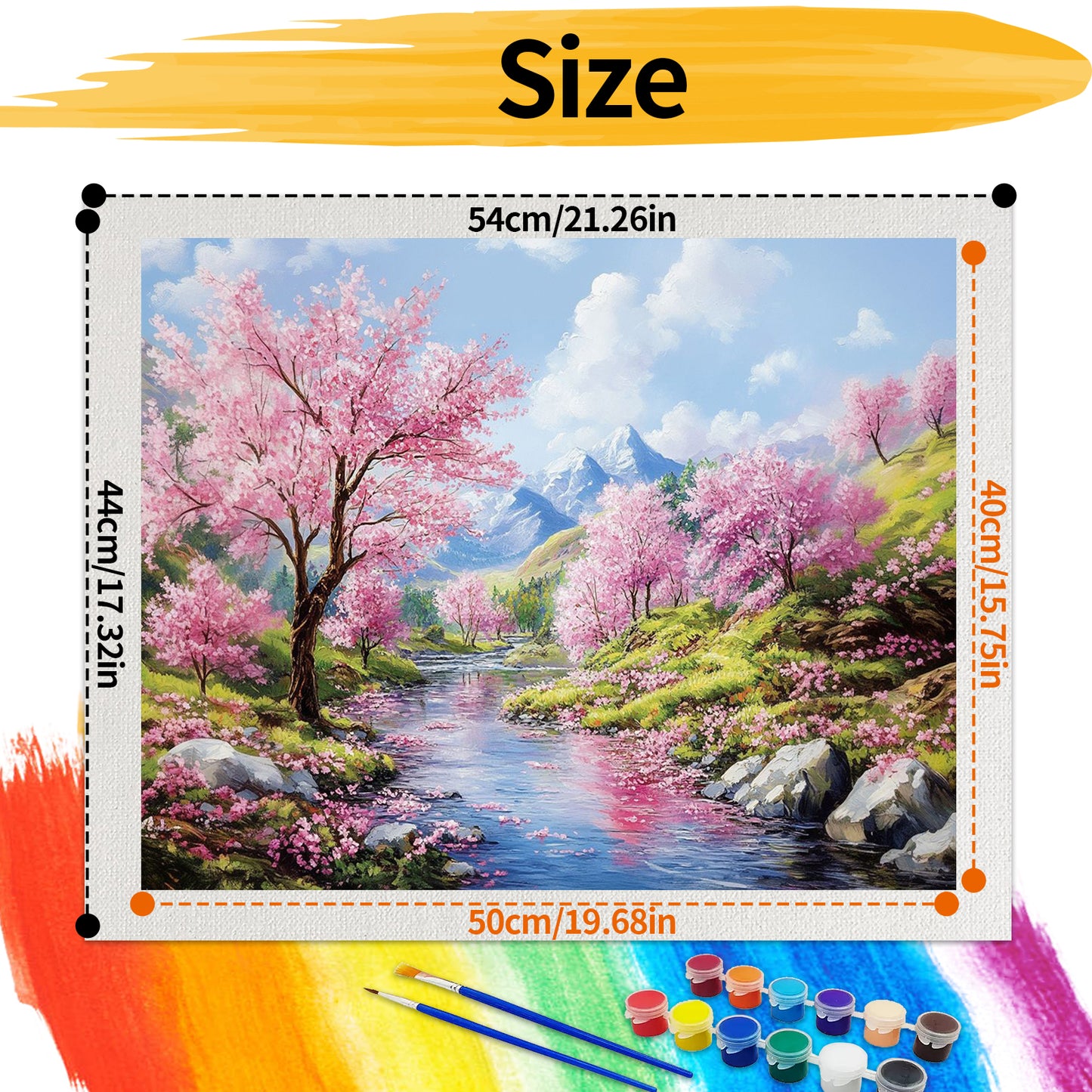 Cherry blossom riverside - Paint by Numbers -50x40cm