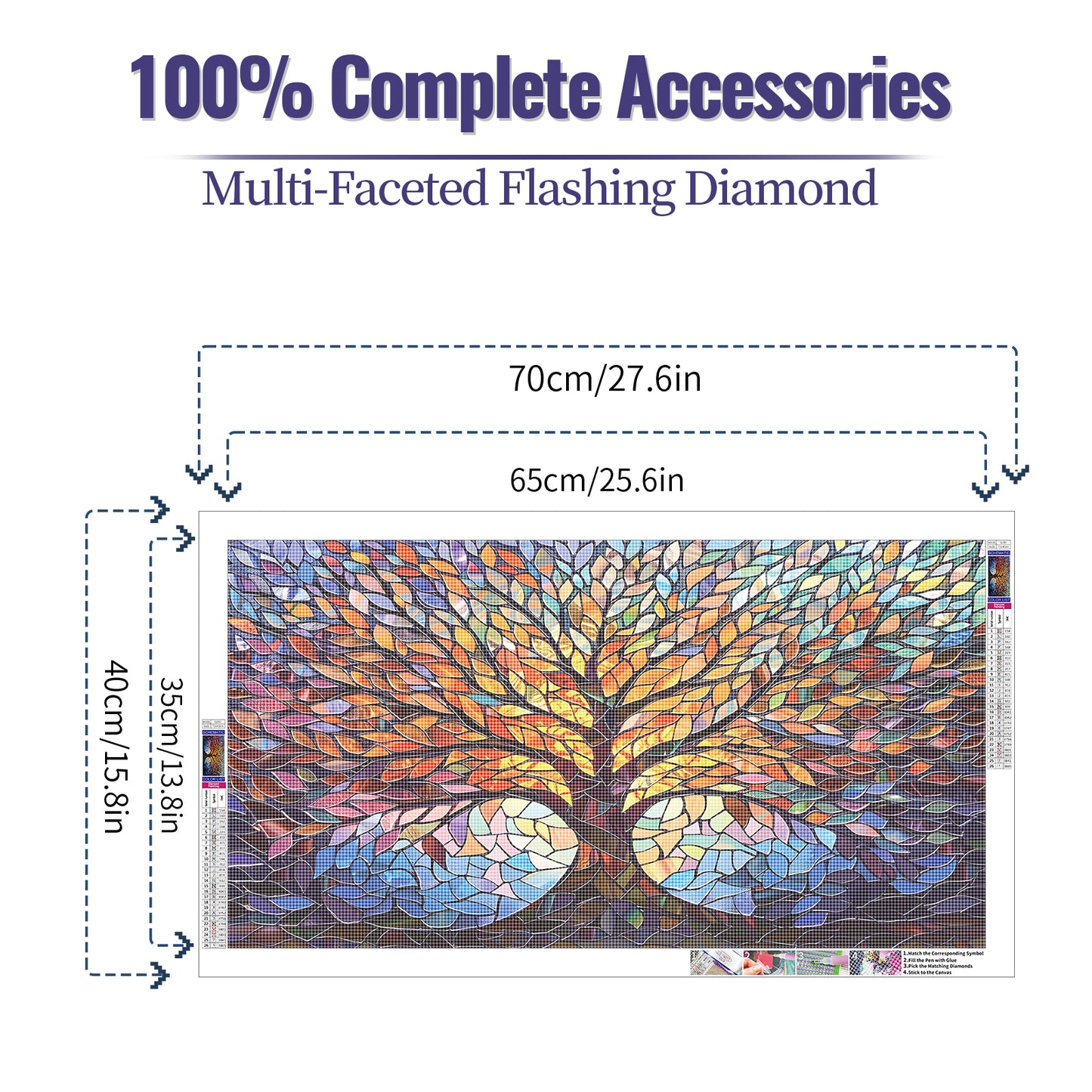 Colourful tree - Full Round Diamond Painting - 70x40cm