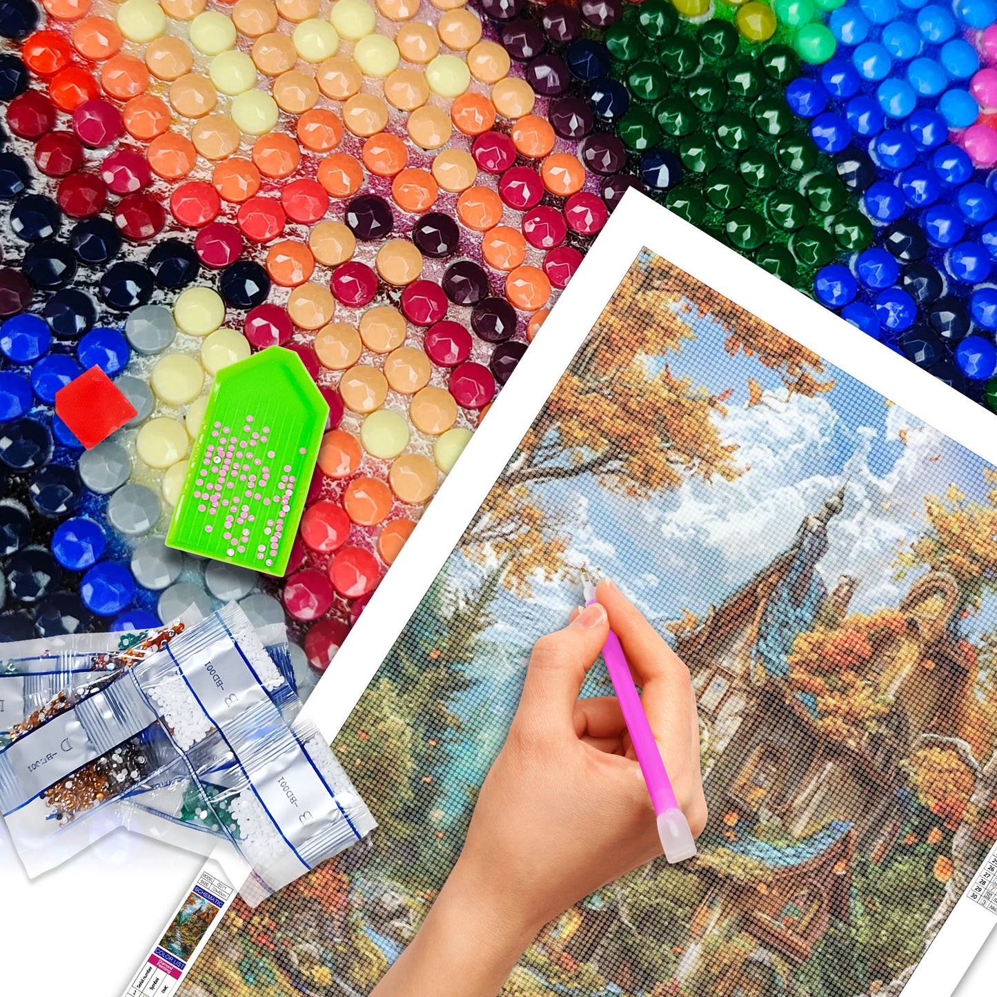 Wooden house- Full Round Diamond Painting - 40x70cm