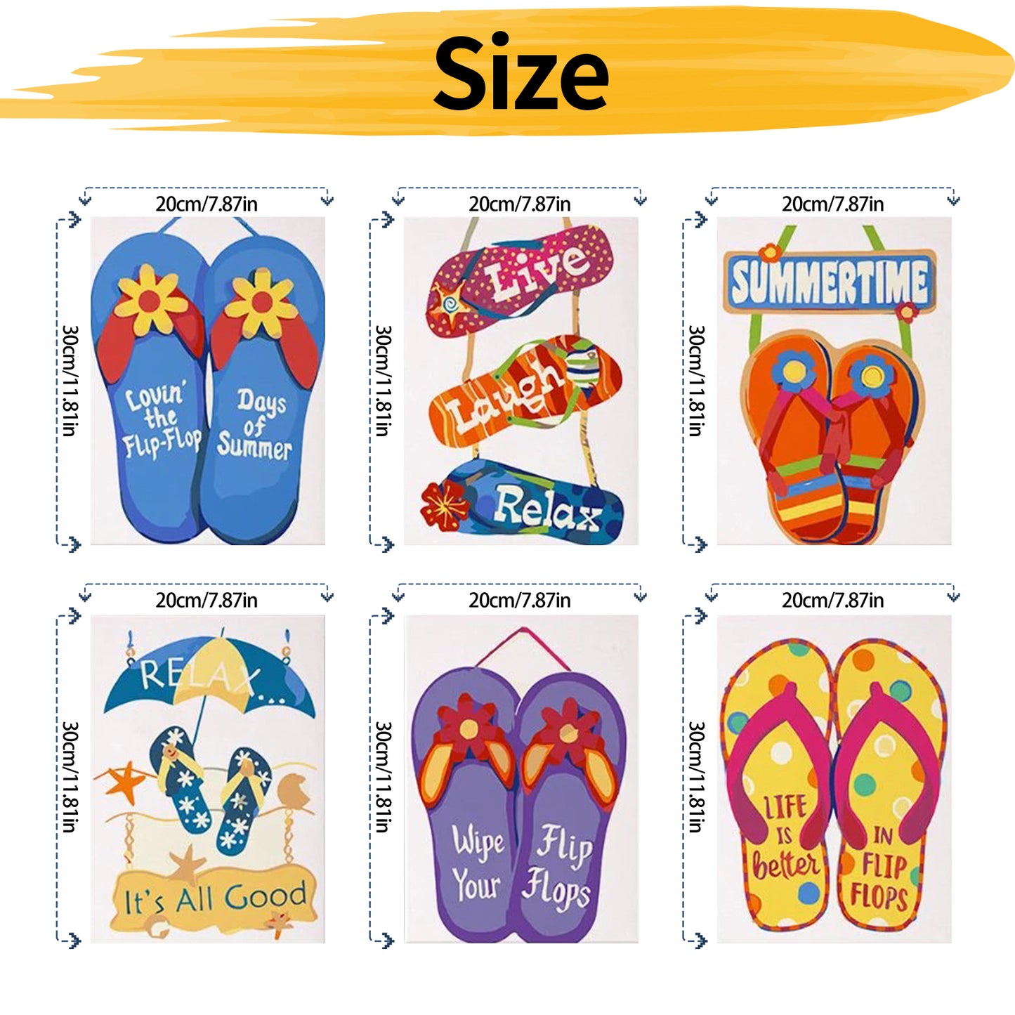 Flip-flops- Painting by Numbers -20x30cm/6pcs