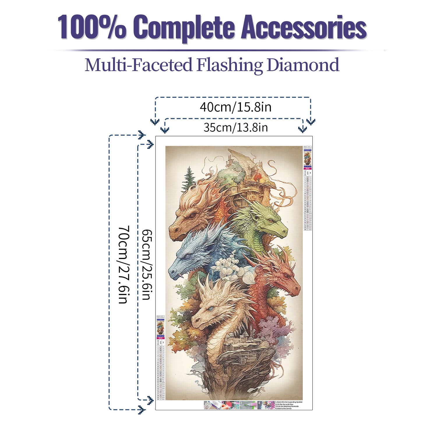 Isle of Five Dragons- Full Round Diamond Painting - 40x70cm