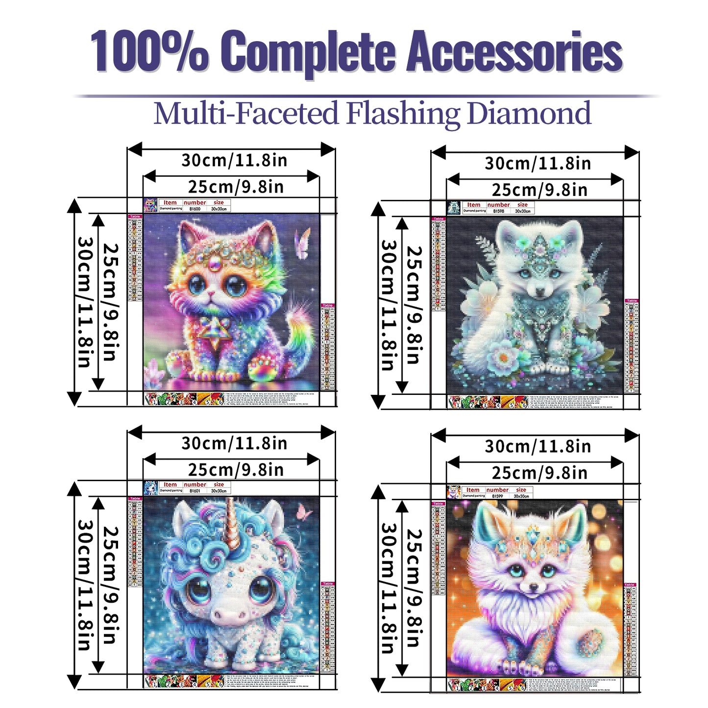 Animal - Full Round Diamond Painting - 30x30cm/4pack