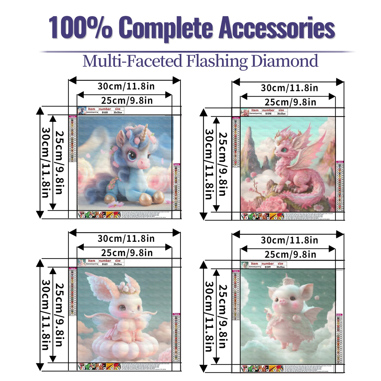 Animal - Full Round Diamond Painting - 30x30cm/4pack