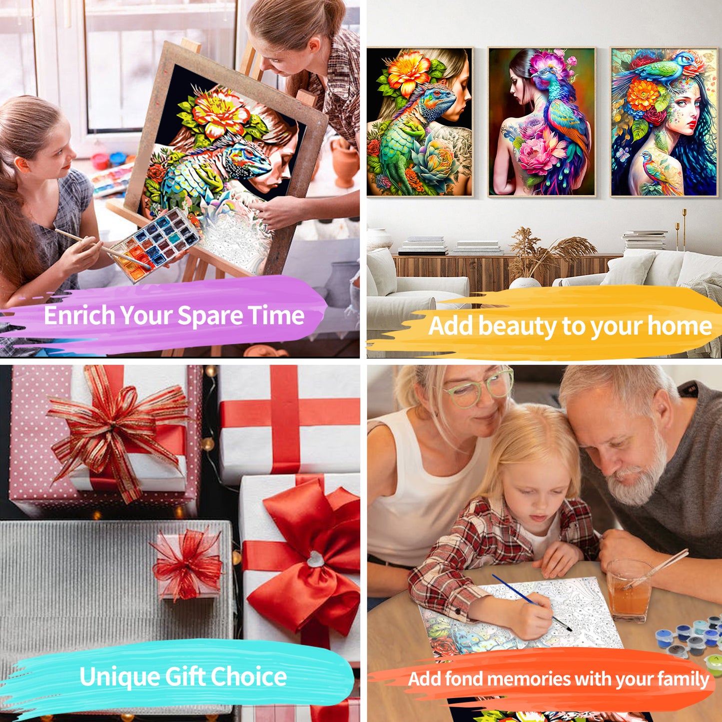 3Pack Animal Girl - Painting with Numbers -30x40cm - SY033