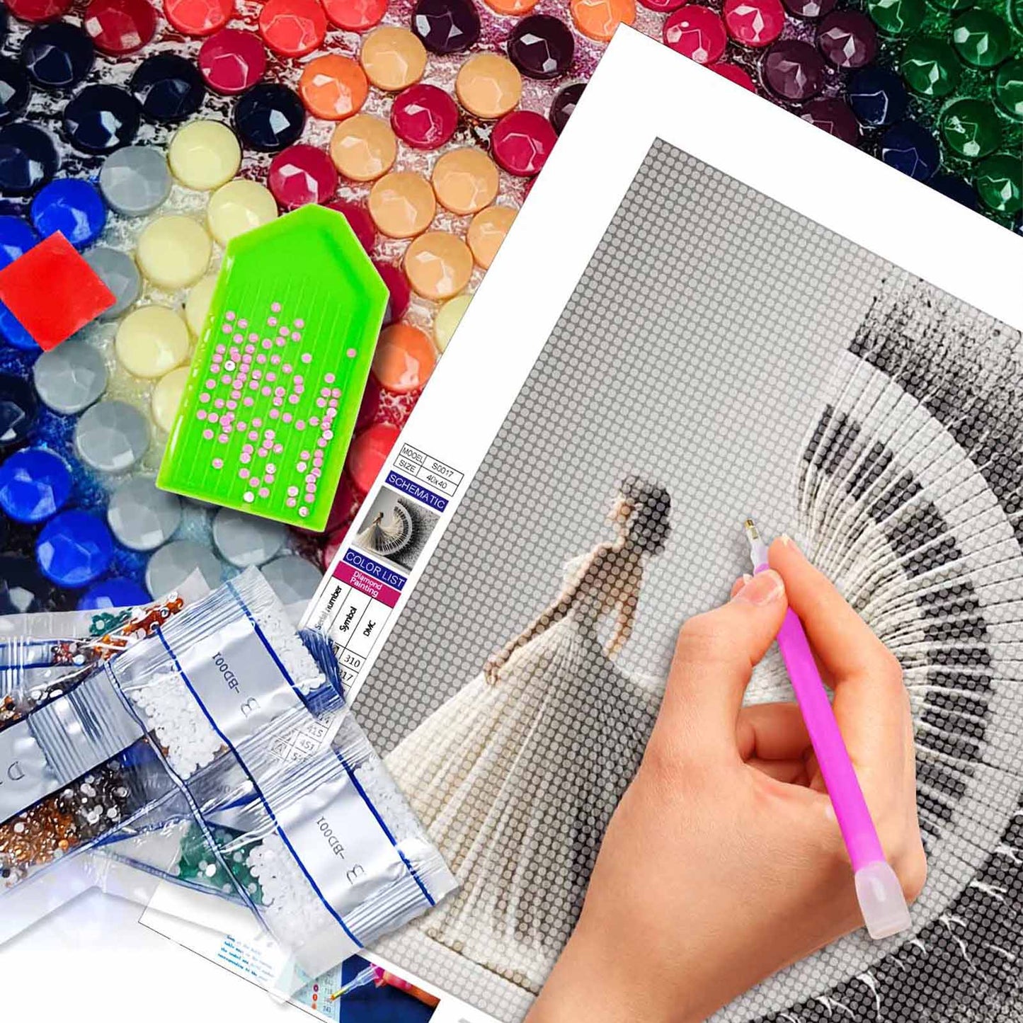 White dress - Full Round Diamond Painting -40x40cm