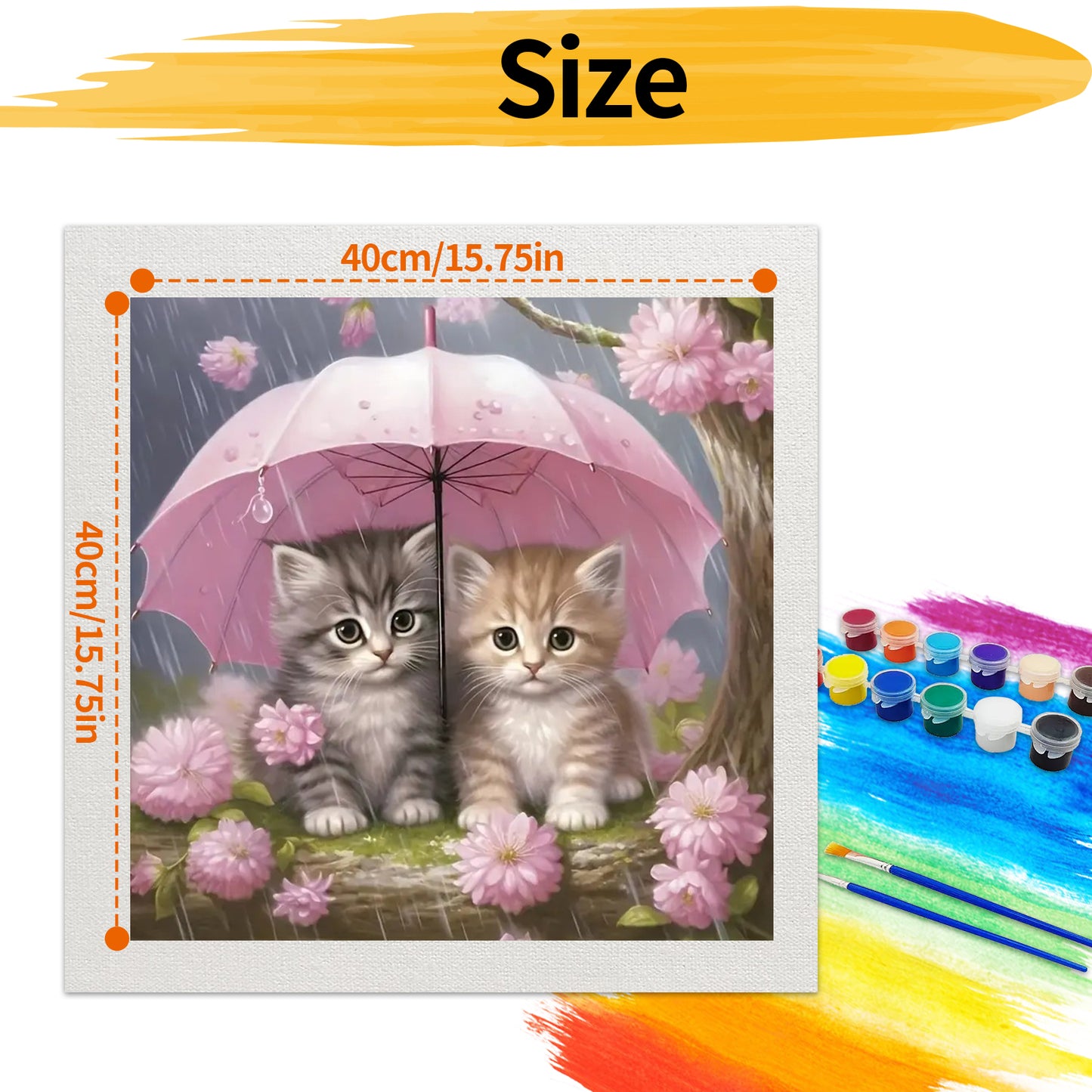 A pair of kittens- Paint by Numbers -40x40cm