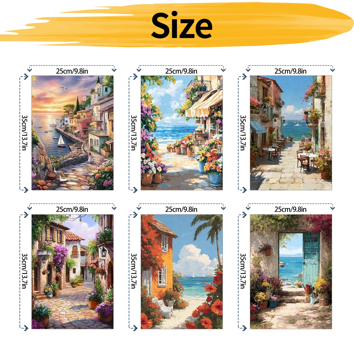 Seaside city - Paint by Numbers -25x35cm/6pcs