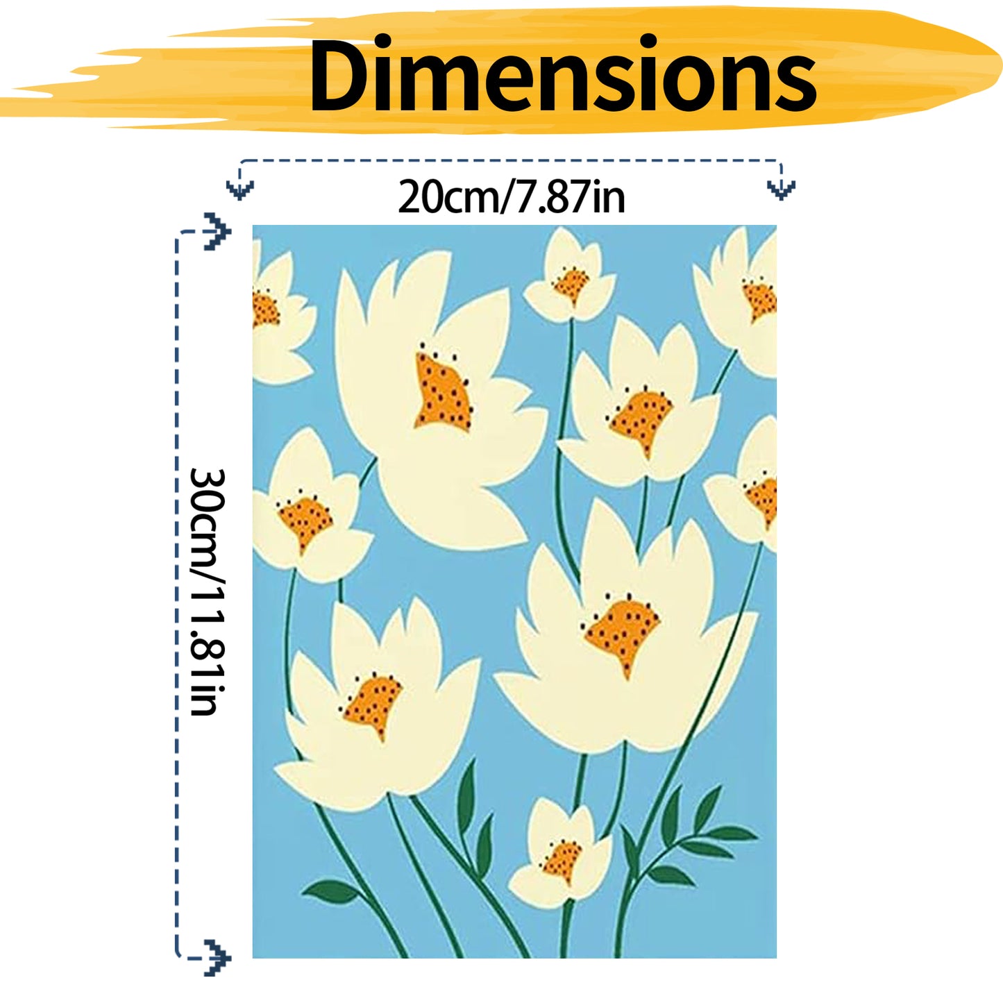 White flower - Paint by Numbers -20x30cm