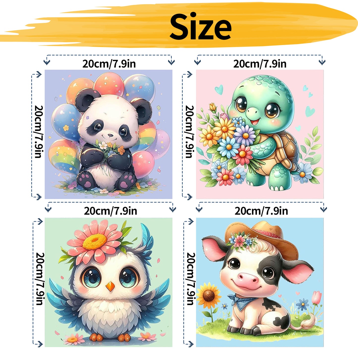 Small animals - Painting by Numbers -20x20cm-4pcs/set