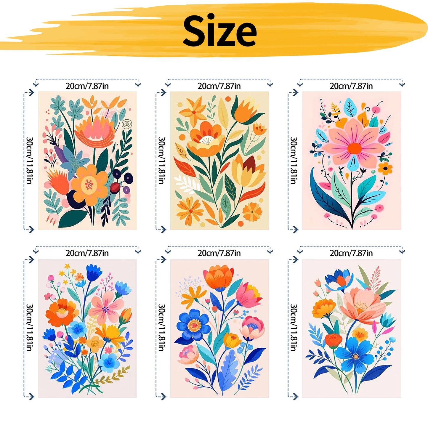 Flower - Painting by Numbers -20x30cm/6pcs