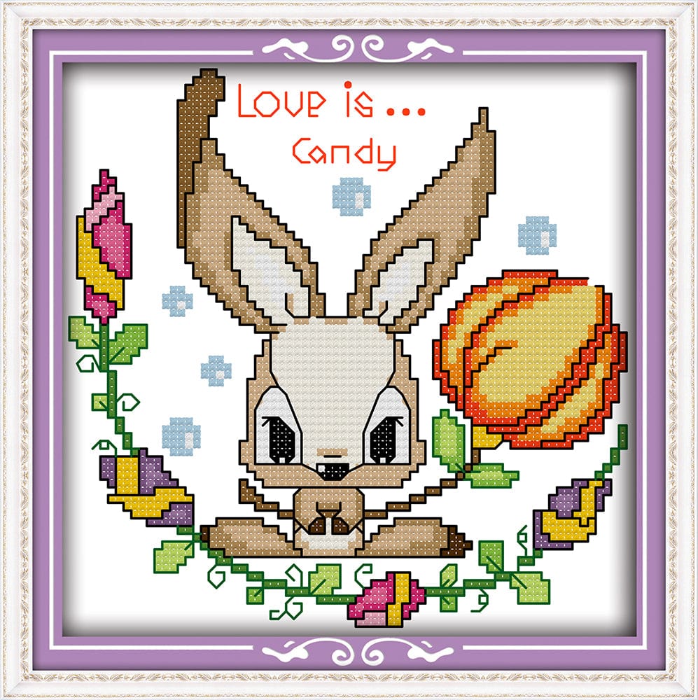 C514 - 18×18 Rabbit Love - 14CT Stamped Cross Stitch Kit YALKIN