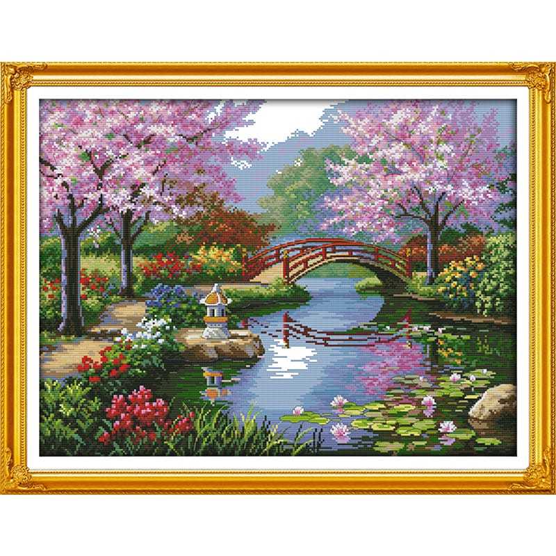 The beautiful scenery of Park - 14CT Stamped Cross Stitch Kit - 55