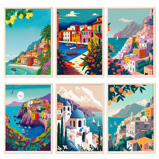 Seaside Castle - Painting with Numbers -30x40cm-6pcs/set