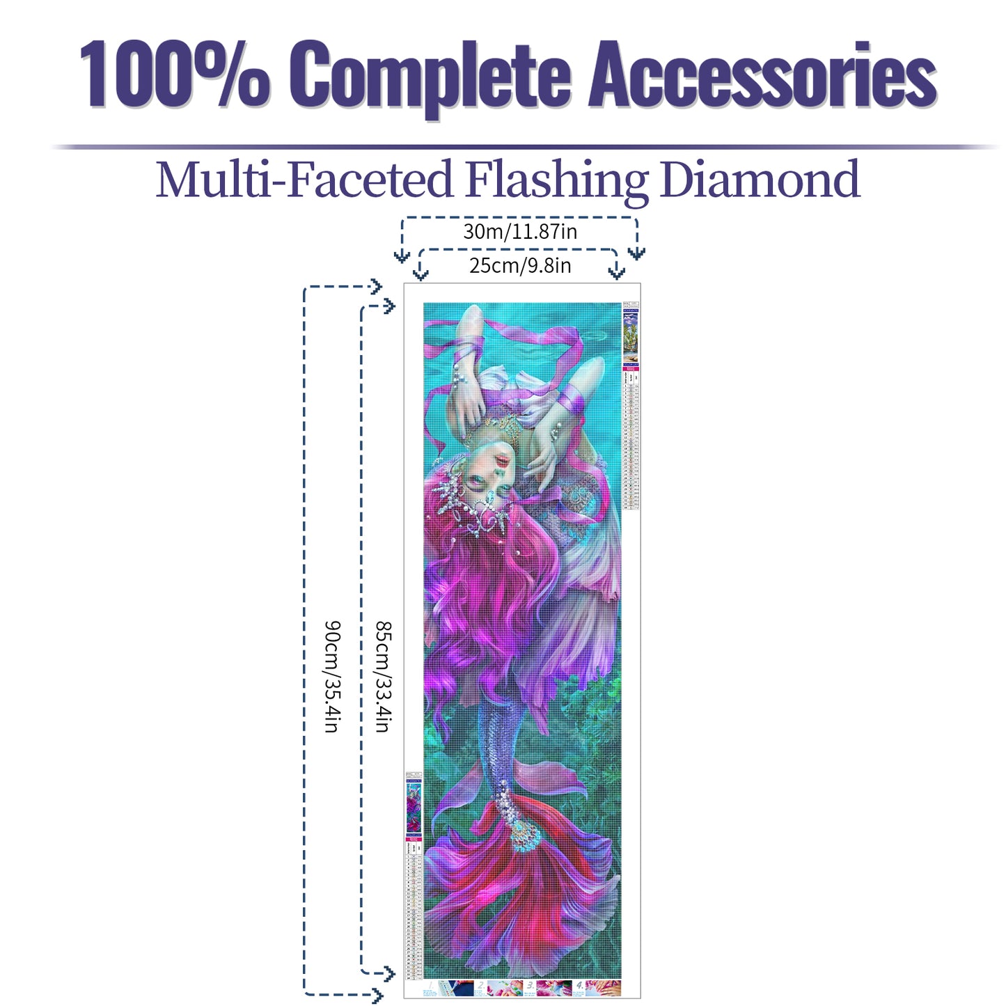 Mermaid - Full Round Diamond Painting Kits - 30x90cm