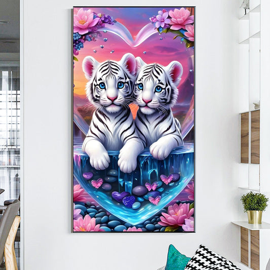 White tiger- Full Round Diamond Painting - 40x70cm