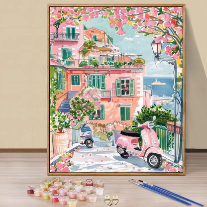 Pink House - Painting with Numbers -40x50cm