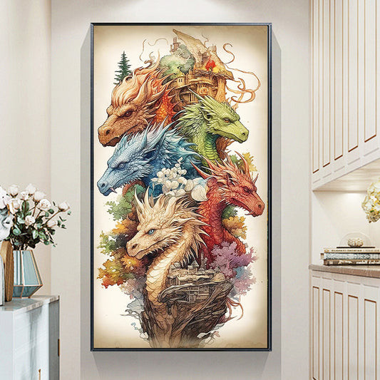 Isle of Five Dragons- Full Round Diamond Painting - 40x70cm
