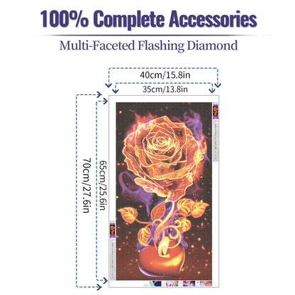 Red rose - Full Round Diamond Painting - 40x70cm