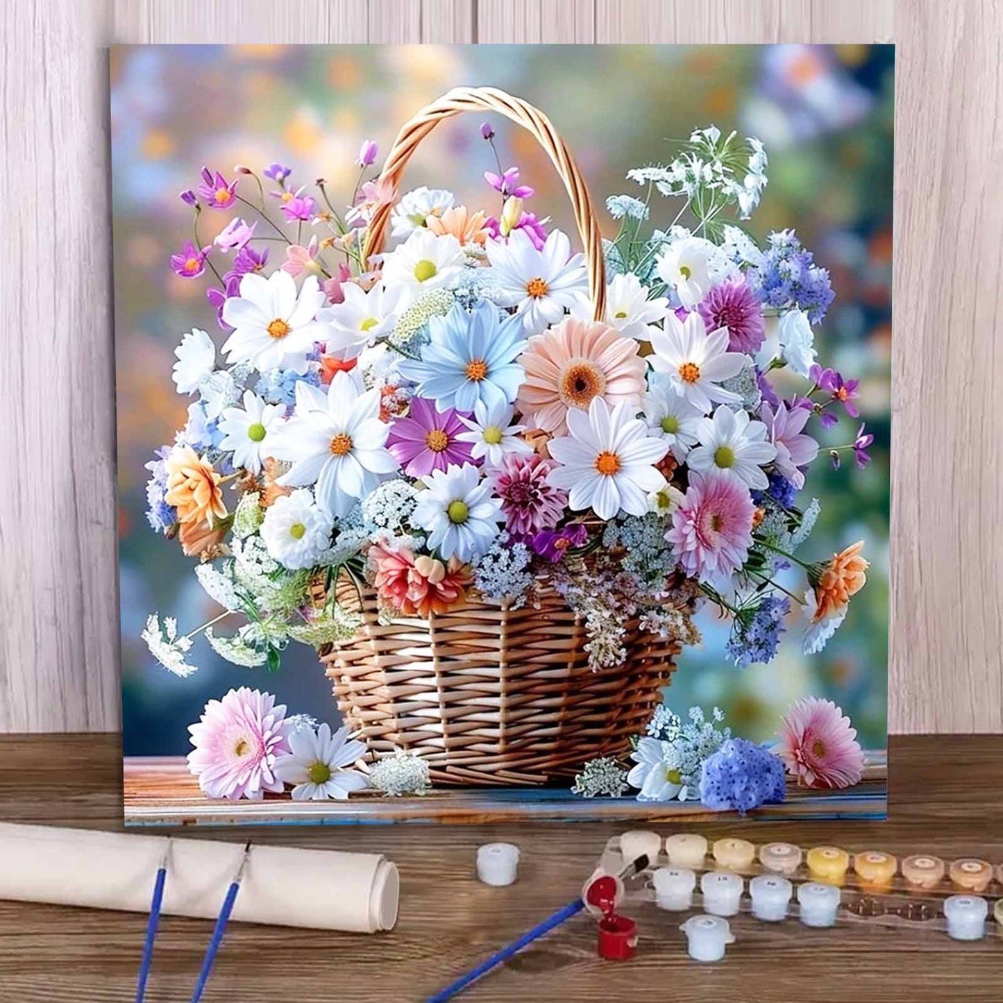 Flower basket- Paint by Numbers -40x40cm