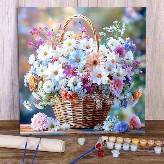 Flower basket- Paint by Numbers -40x40cm