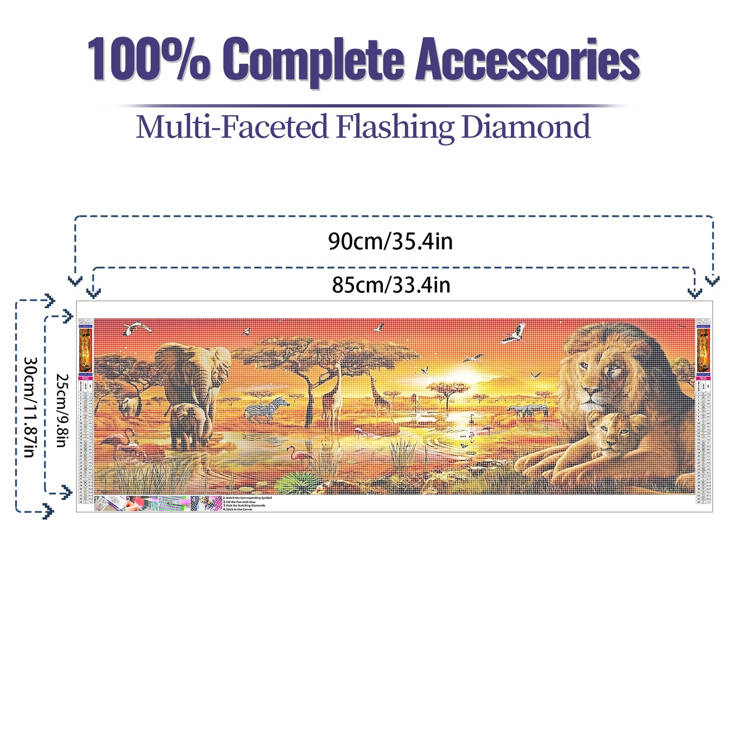 Animal World- Full Round Diamond Painting - 90x30cm