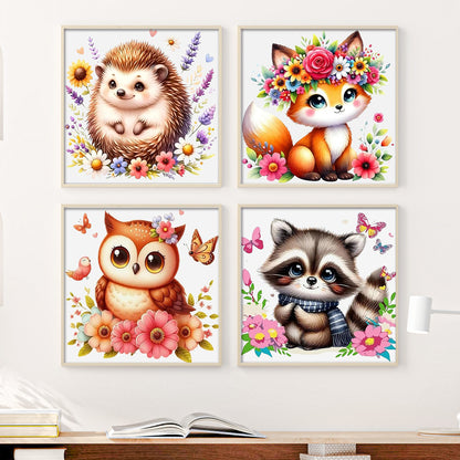 Small animals - Painting by Numbers -20x20cm-4pcs/set