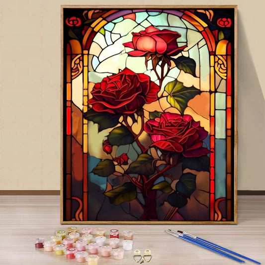 Rose Flower - Painting with Numbers -40x50cm