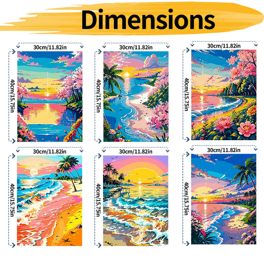 Seaside - Painting with Numbers -30x40cm-6pcs/set