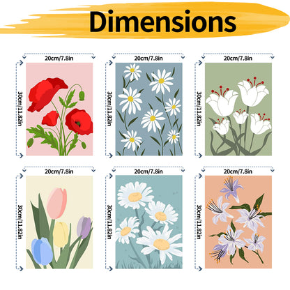 Flower - Painting with Numbers -20x30cm-6pcs/set
