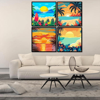 Sunset - Painting with Numbers -20x20cm -4 pack