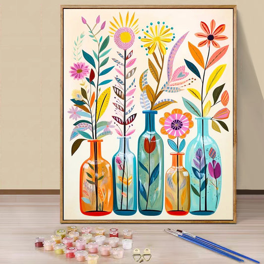 Five Flower Vase - Painting with Numbers -40x50cm