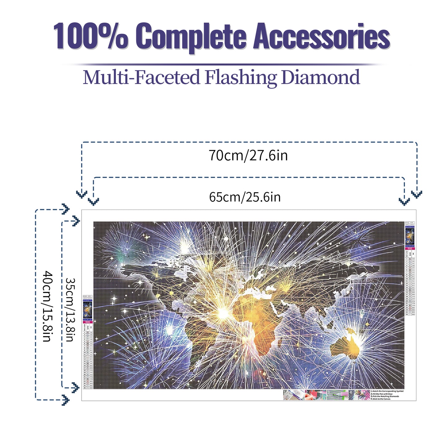 World map - Full Round Diamond Painting - 70x40cm
