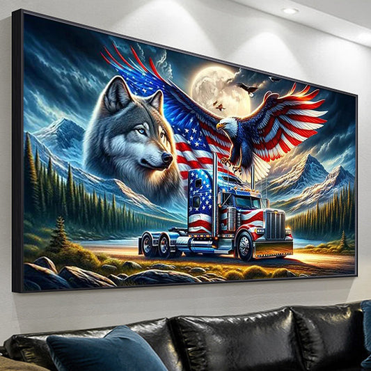 lorry - Full Round Diamond Painting - 70x40cm