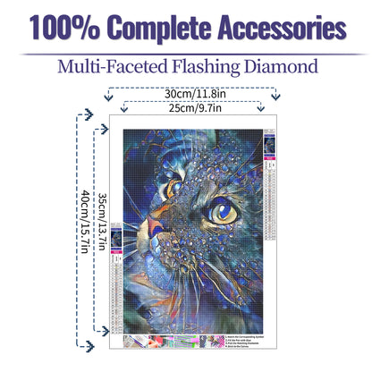 Cat - Full Round Diamond Painting Kits - 30x40cm