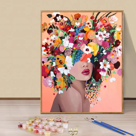 Flower Girl - Painting with Numbers -40x50cm