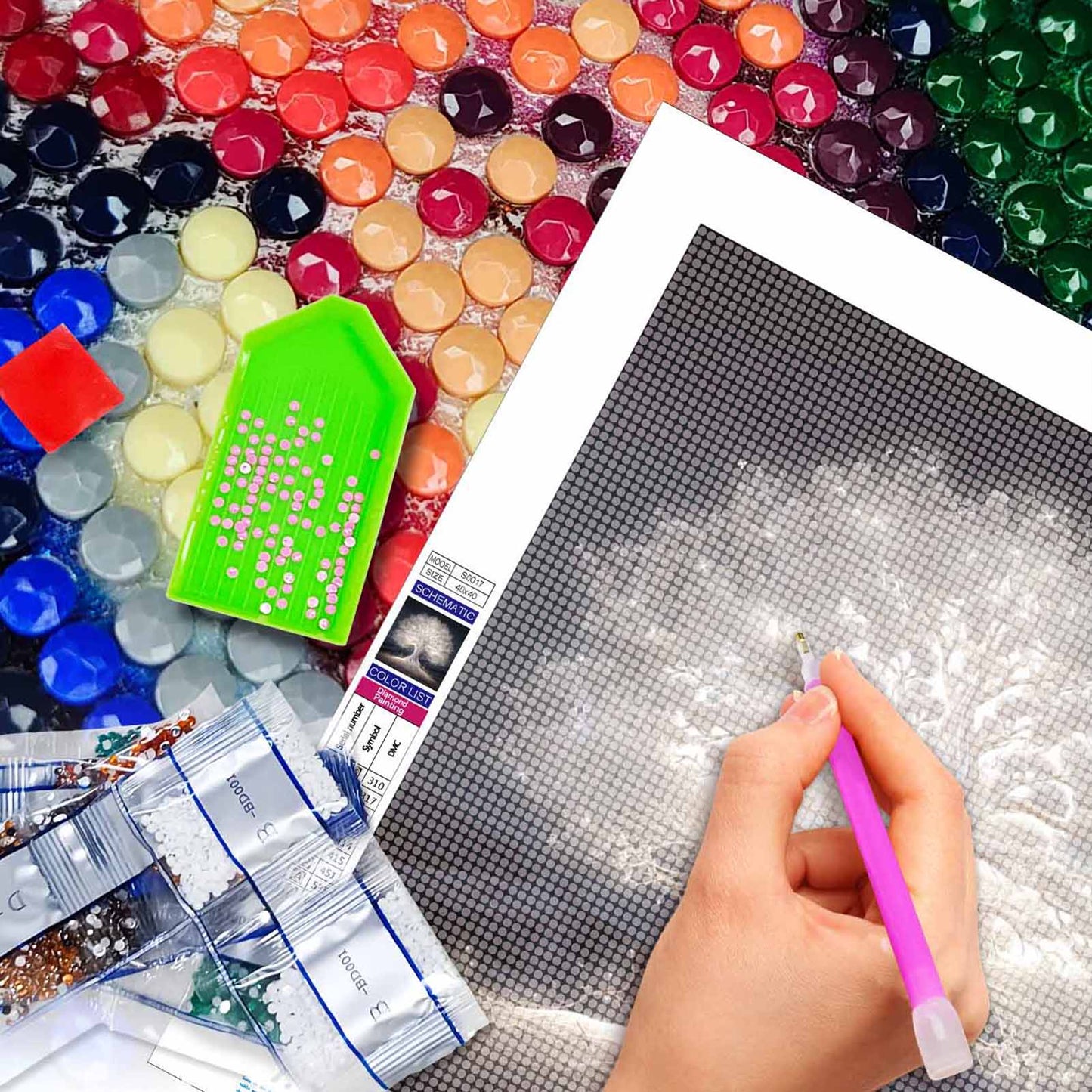 White trees - Full Round Diamond Painting -40x40cm