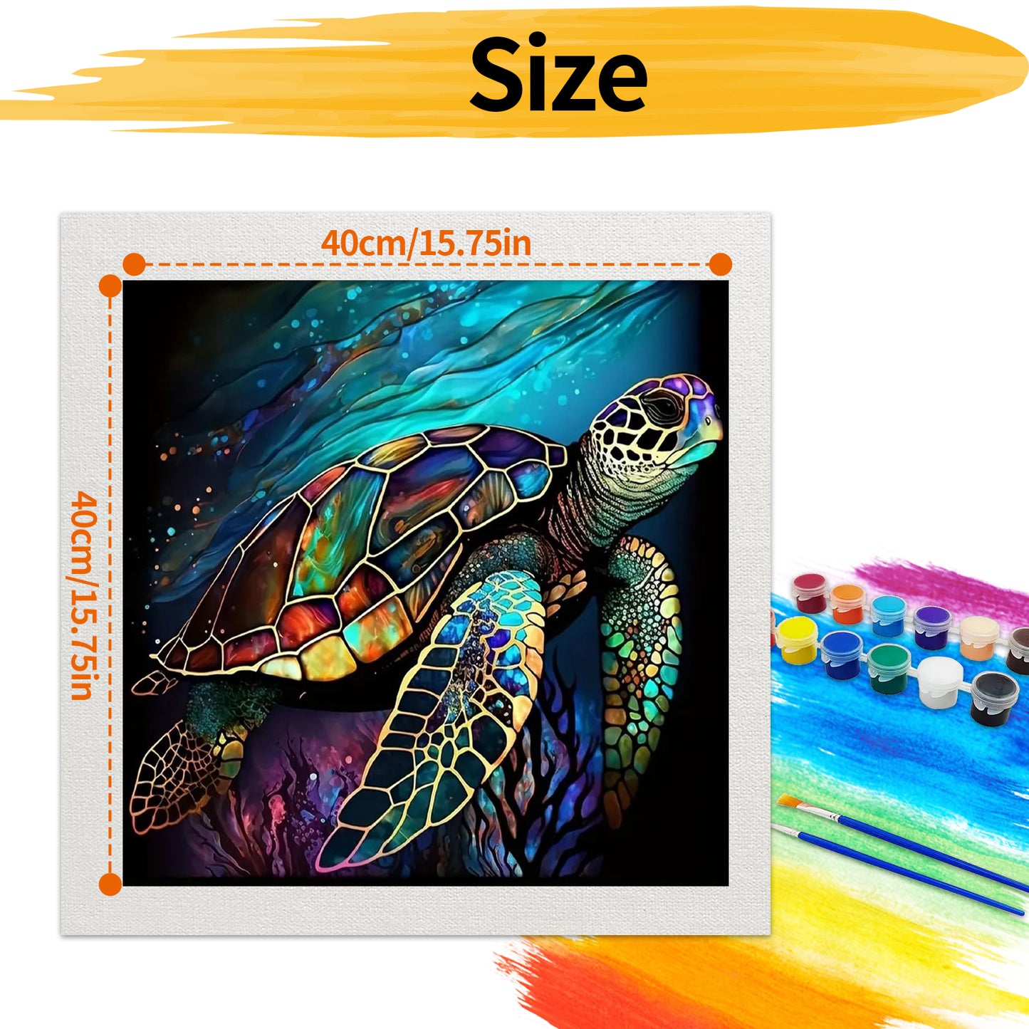 Sea turtle- Paint by Numbers -40x40cm