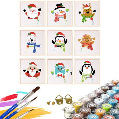 Christmas Snowman - Painting with Numbers -20x20cm/9pcs