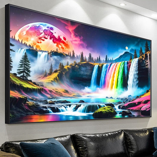 Colourful waterfalls - Full Round Diamond Painting - 70x40cm