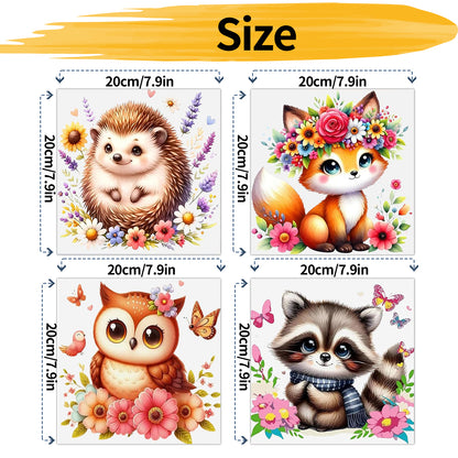 Small animals - Painting by Numbers -20x20cm-4pcs/set