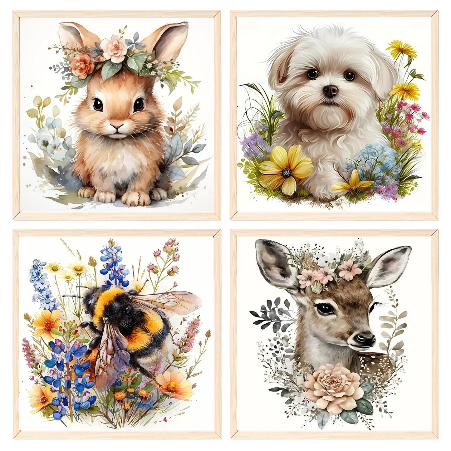 Animal- Painting with Numbers -25x25cm/4pcs