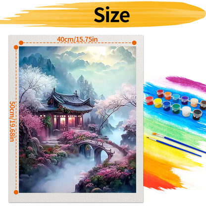 Pavilion in the Mountains- Paint by Numbers -40x50cm