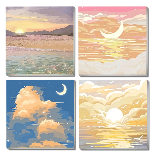 Cloud - Painting with Numbers -20x20cm-4pcs/set