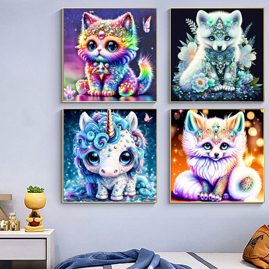 Animal - Full Round Diamond Painting - 30x30cm/4pack