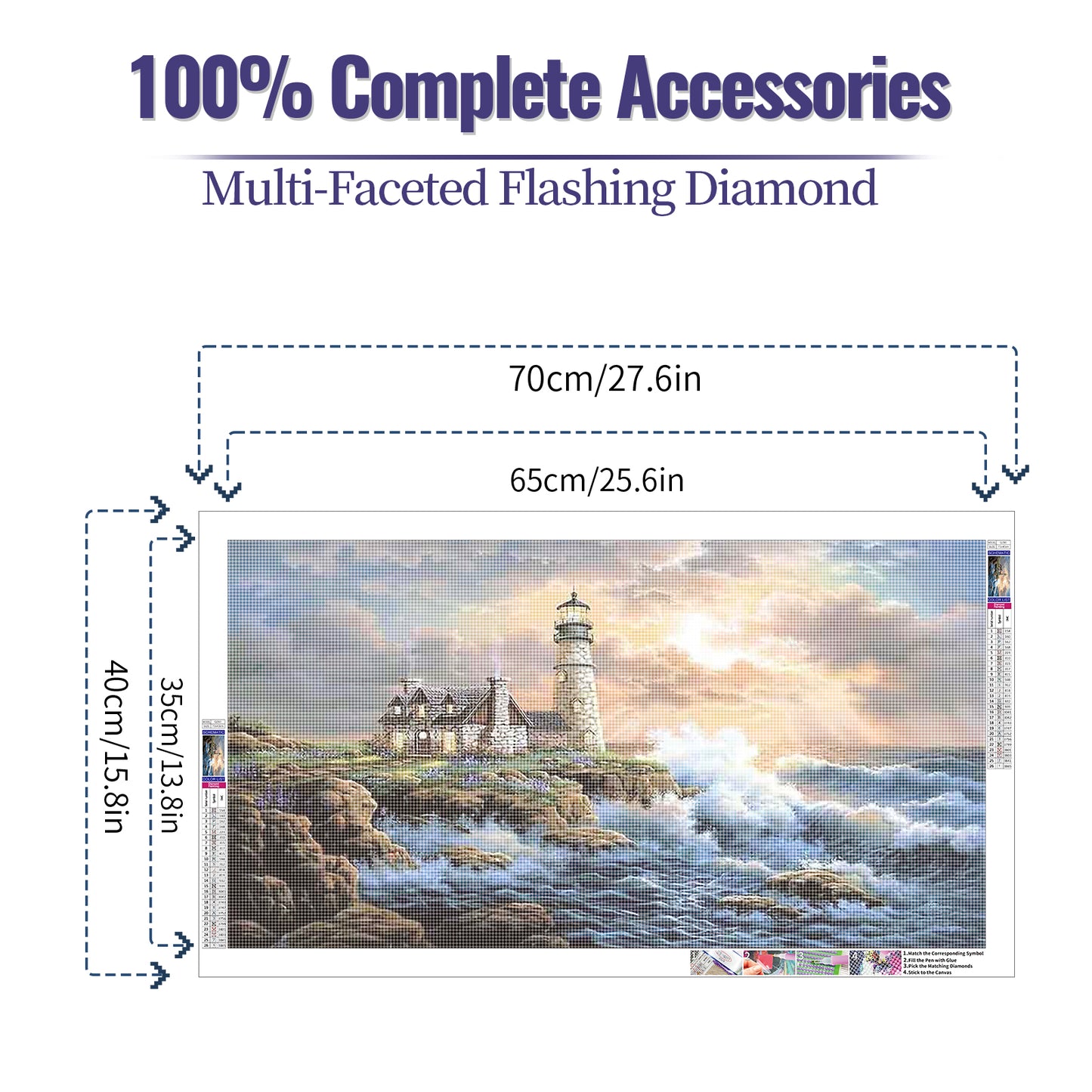 Lighthouse- Full Round Diamond Painting - 70x40cm